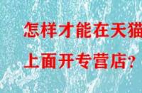 怎樣才能在天貓上面開專營店？