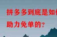 拼多多到底是如何助力免單的？