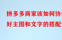 拼多多商家該如何協(xié)調(diào)好主圖和文字的搭配？