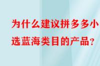 為什么建議拼多多小白選藍(lán)海類目的產(chǎn)品？