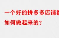 一個(gè)好的拼多多店鋪都是如何做起來的？