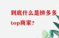 到底什么是拼多多top商家？